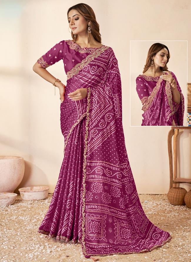 Gajji Silk Pink Festival Wear Embroidery Work Saree